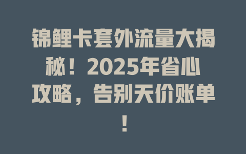锦鲤卡套外流量大揭秘！2025年省心攻略，告别天价账单！