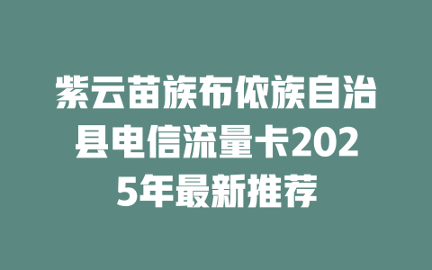 紫云苗族布依族自治县电信流量卡2025年最新推荐