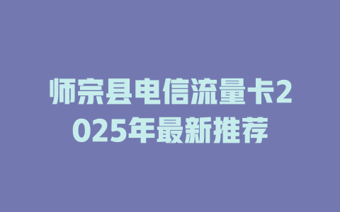 师宗县电信流量卡2025年最新推荐