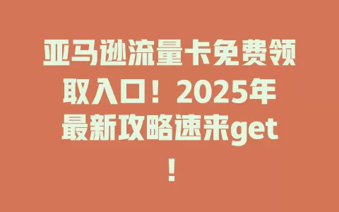 亚马逊流量卡免费领取入口！2025年最新攻略速来get！