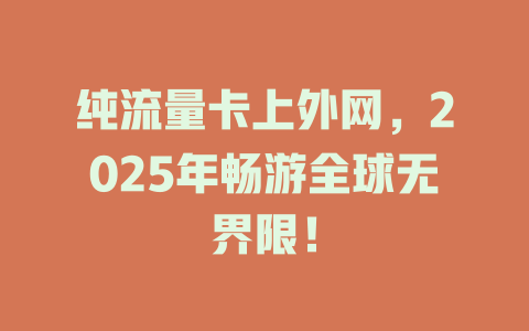 纯流量卡上外网，2025年畅游全球无界限！