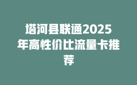 塔河县联通2025年高性价比流量卡推荐