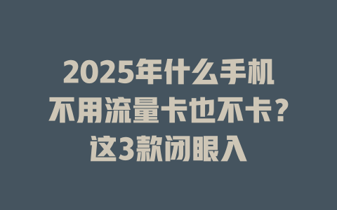 2025年什么手机不用流量卡也不卡？这3款闭眼入