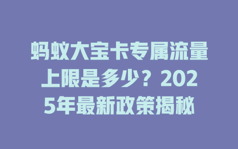 蚂蚁大宝卡专属流量上限是多少？2025年最新政策揭秘
