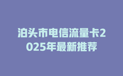 泊头市电信流量卡2025年最新推荐