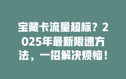宝藏卡流量超标？2025年最新限速方法，一招解决烦恼！