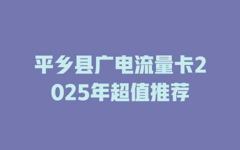 平乡县广电流量卡2025年超值推荐
