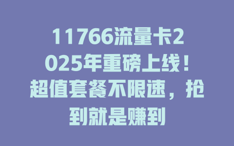 11766流量卡2025年重磅上线！超值套餐不限速，抢到就是赚到
