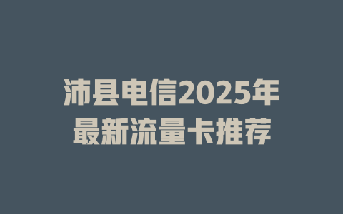 沛县电信2025年最新流量卡推荐