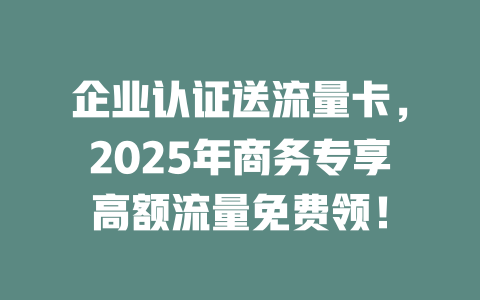 企业认证送流量卡，2025年商务专享高额流量免费领！