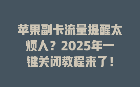苹果副卡流量提醒太烦人？2025年一键关闭教程来了！