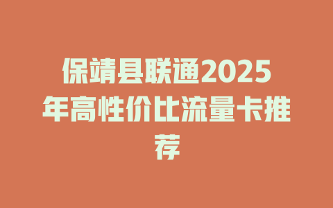保靖县联通2025年高性价比流量卡推荐
