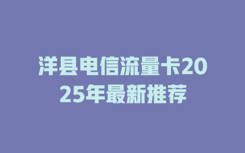 洋县电信流量卡2025年最新推荐