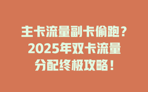 主卡流量副卡偷跑？2025年双卡流量分配终极攻略！