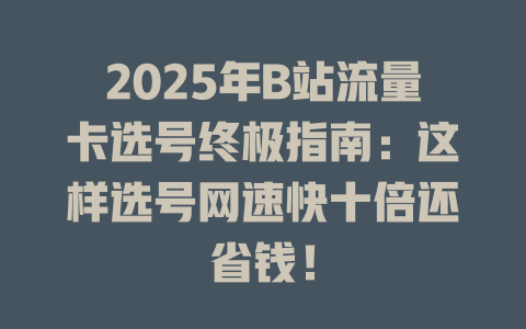 2025年B站流量卡选号终极指南：这样选号网速快十倍还省钱！