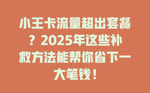 小王卡流量超出套餐？2025年这些补救方法能帮你省下一大笔钱！