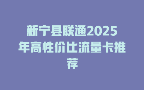 新宁县联通2025年高性价比流量卡推荐