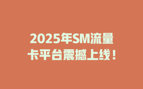2025年SM流量卡平台震撼上线！