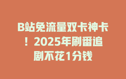 B站免流量双卡神卡！2025年刷番追剧不花1分钱