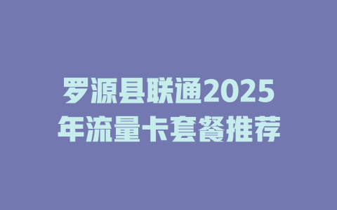 罗源县联通2025年流量卡套餐推荐