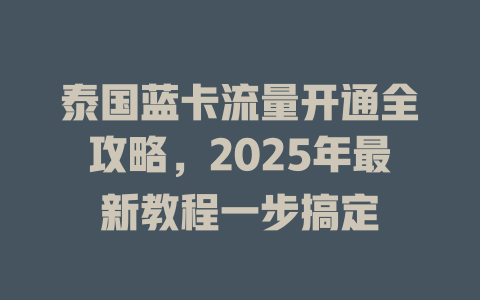 泰国蓝卡流量开通全攻略，2025年最新教程一步搞定