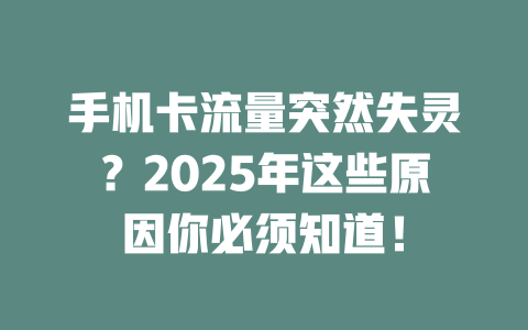 手机卡流量突然失灵？2025年这些原因你必须知道！
