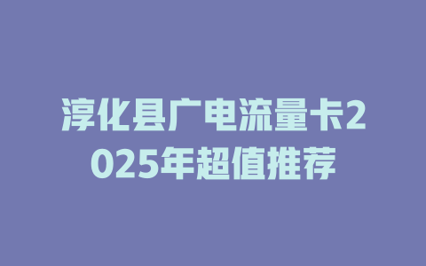 淳化县广电流量卡2025年超值推荐