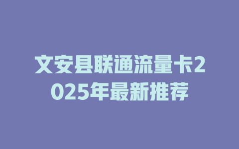 文安县联通流量卡2025年最新推荐