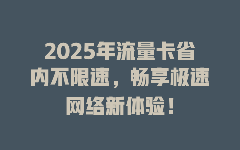 2025年流量卡省内不限速，畅享极速网络新体验！