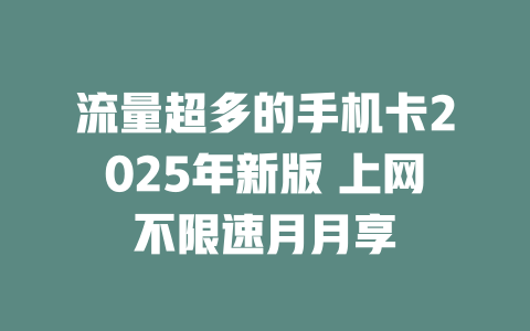 流量超多的手机卡2025年新版 上网不限速月月享