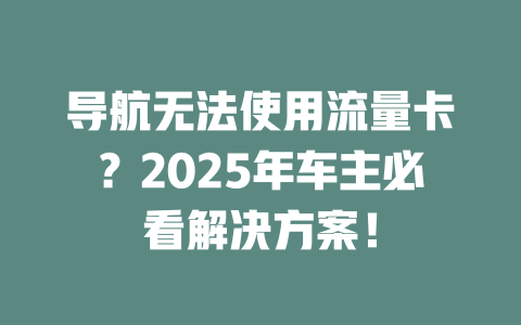导航无法使用流量卡？2025年车主必看解决方案！