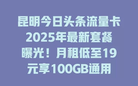 昆明今日头条流量卡2025年最新套餐曝光！月租低至19元享100GB通用流量