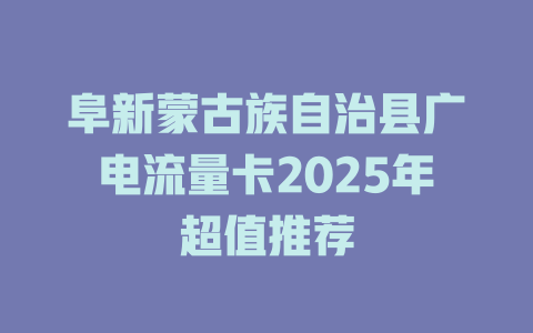 阜新蒙古族自治县广电流量卡2025年超值推荐