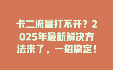 卡二流量打不开？2025年最新解决方法来了，一招搞定！