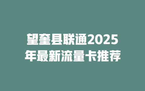 望奎县联通2025年最新流量卡推荐