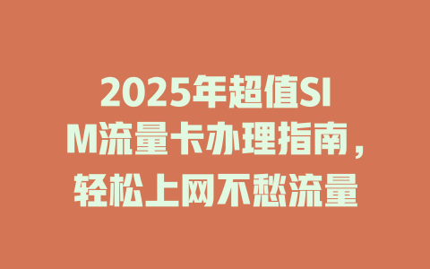 2025年超值SIM流量卡办理指南，轻松上网不愁流量
