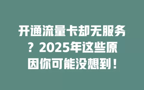开通流量卡却无服务？2025年这些原因你可能没想到！