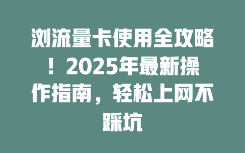 浏流量卡使用全攻略！2025年最新操作指南，轻松上网不踩坑
