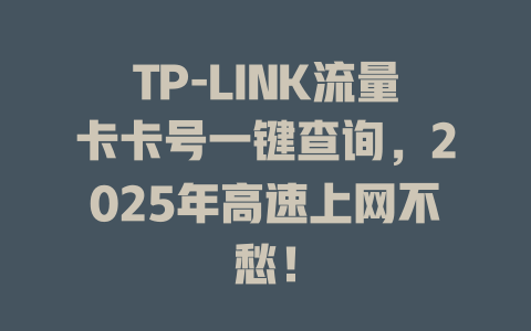TP-LINK流量卡卡号一键查询，2025年高速上网不愁！