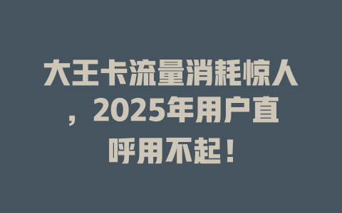 大王卡流量消耗惊人，2025年用户直呼用不起！