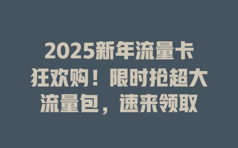 2025新年流量卡狂欢购！限时抢超大流量包，速来领取