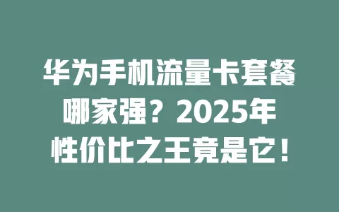 华为手机流量卡套餐哪家强？2025年性价比之王竟是它！