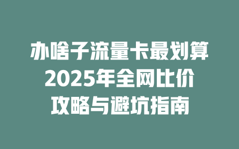 办啥子流量卡最划算2025年全网比价攻略与避坑指南