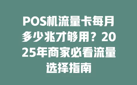 POS机流量卡每月多少兆才够用？2025年商家必看流量选择指南