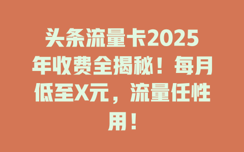头条流量卡2025年收费全揭秘！每月低至X元，流量任性用！