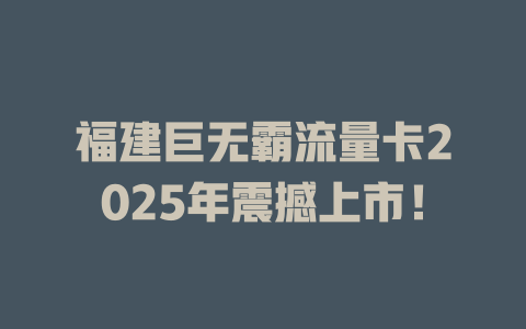 福建巨无霸流量卡2025年震撼上市！