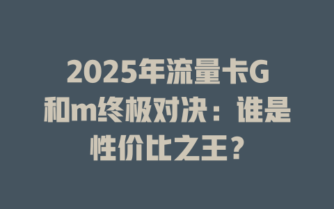 2025年流量卡G和m终极对决：谁是性价比之王？