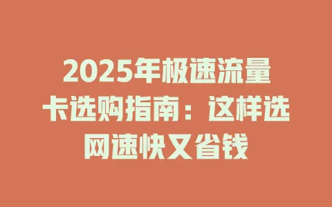 2025年极速流量卡选购指南：这样选网速快又省钱
