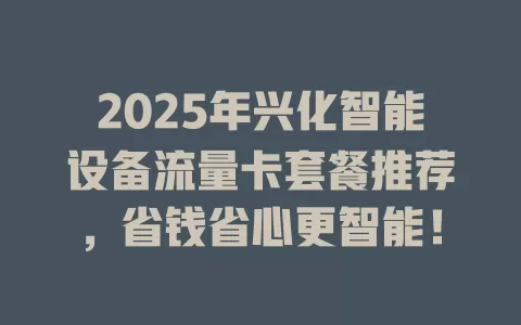 2025年兴化智能设备流量卡套餐推荐，省钱省心更智能！