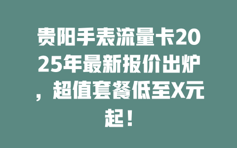 贵阳手表流量卡2025年最新报价出炉，超值套餐低至X元起！